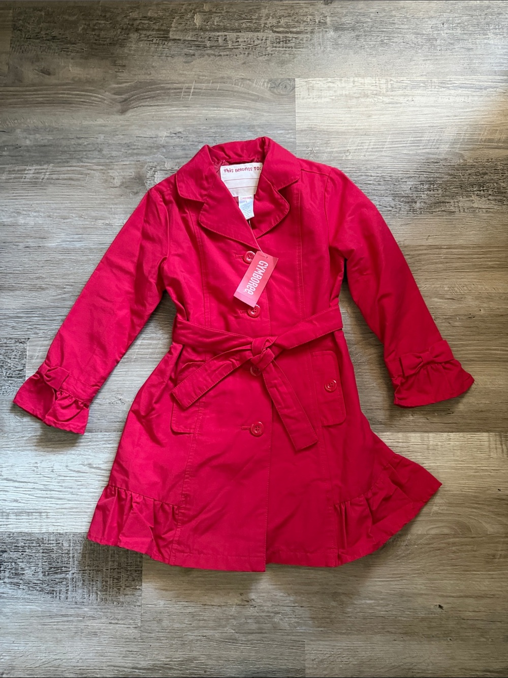 NWT Gymboree 2009 Back To School Collection Red Ruffle Hem Trench Coat